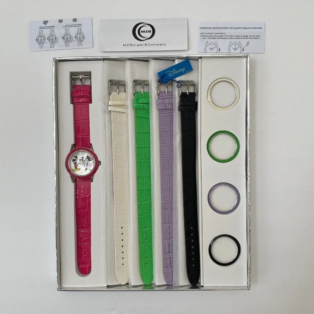 RARE Disney Mickey & Minnie Watch Set - Five Changeable Bands and Bezels